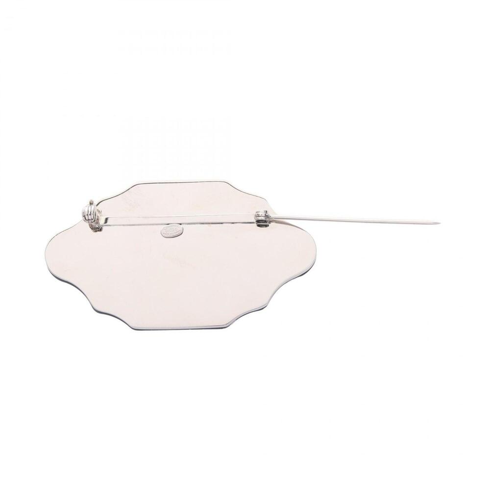 CHANEL Authentic Silver Logo Brooch - Picture 2 of 4